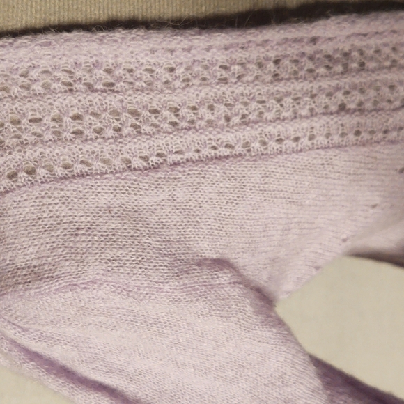 Simply Flawless Mohair Blend Pointelle Knit Open Front Lavender Cardigan Sz S - Picture 7 of 9